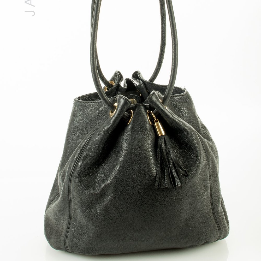 MICHAEL KORS PEBBLED BLACK LEATHER TOTE